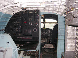 looking to the nose from the rear of the flight deck